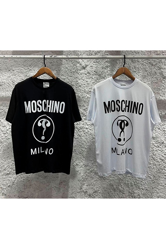 Чёрная оверсайз футболка Moschino Double Question Mark Logo