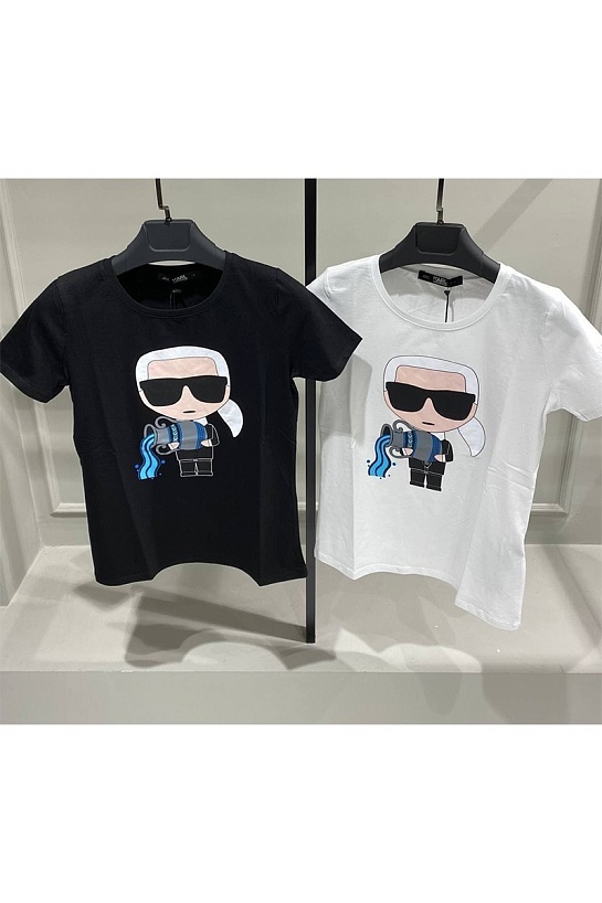 Женская чёрная футболка Karl Lagerfeld "Aquarius"