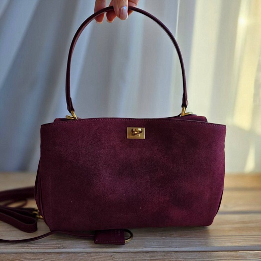Замшевая сумка Balenciaga Rodeo 28x20 см - Cherry   