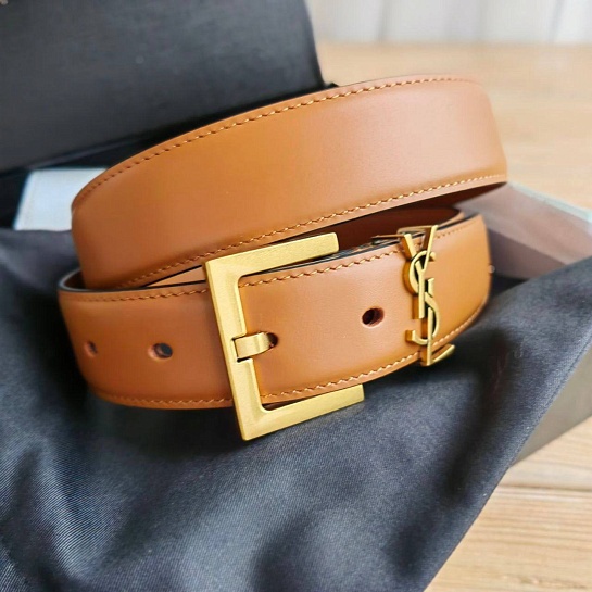 Кожаный ремень Yves Saint Laurent (ширина 3 см, длина 80 / 85 см)