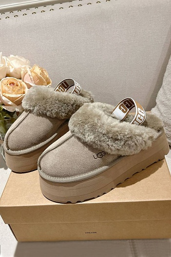 Замшевые женские слиперы с мехом UGG Funkette Platform