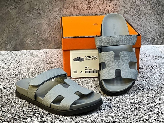 Женские кожаные сандалии Hermes Chypre - Grey