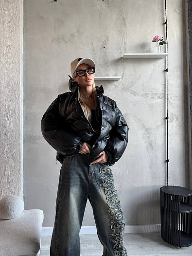 Женская чёрная куртка Chrome Hearts premium   