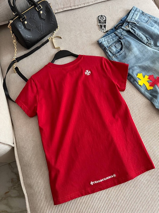 Женская красная футболка Chrome Hearts premium