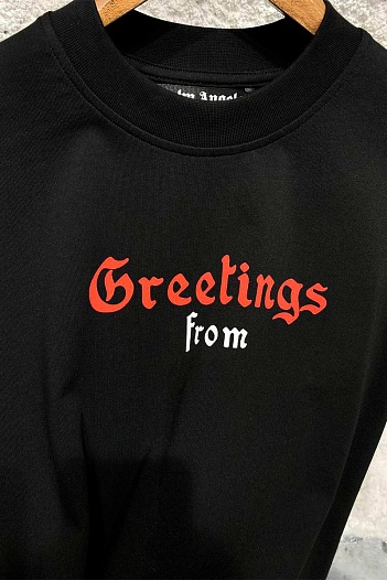 Серая оверсайз футболка Palm Angels logo-print   