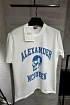 Мужская белая футболка Alexander McQueen Skull blue logo-print