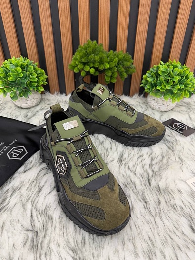 Комбинированные кроссовки Philipp Plein Predator - Green   