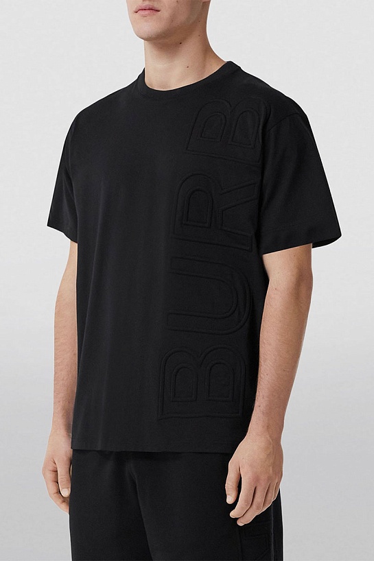 Чёрная оверсайз футболка Burberry logo-embossed