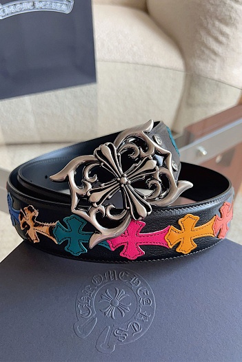 Кожаный ремень Chrome Hearts Cross Patch Cemetery premium   