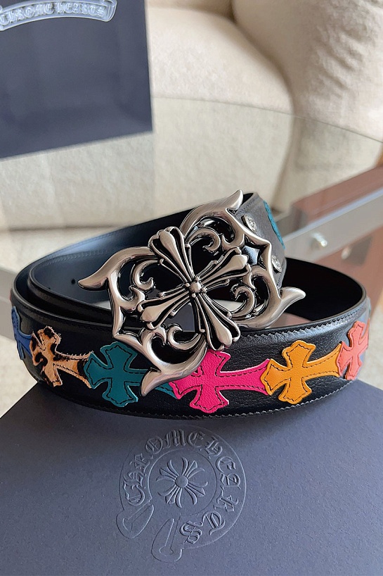 Кожаный ремень Chrome Hearts Cross Patch Cemetery premium