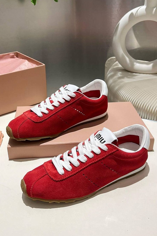 Женские замшевые кроссовки MIU MIU Premium - Red