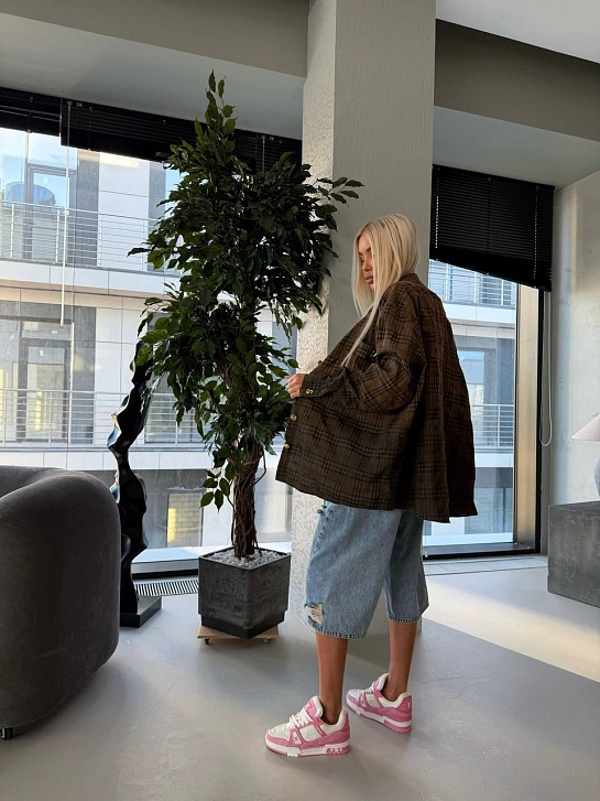 Женская оверсайз рубашка в клетку Schiaparelli premium