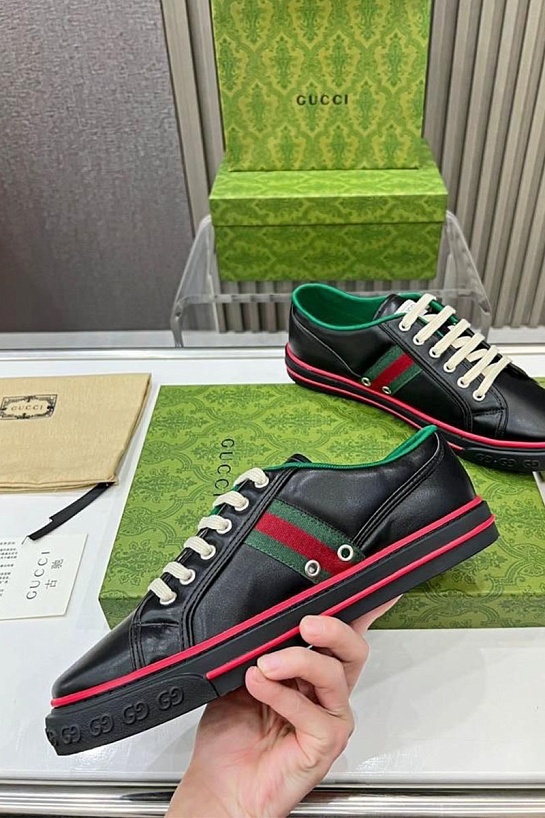 Мужские чёрные кроссовки Gucci GG Monogram