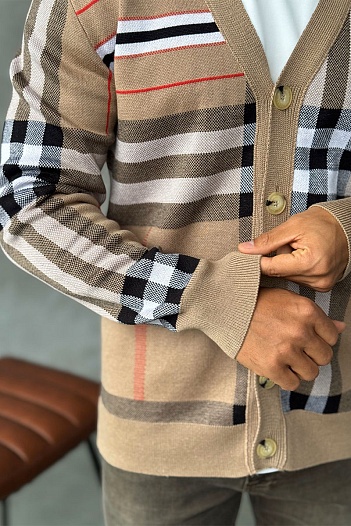 Мужской бежевый кардиган Burberry Vintage Check   