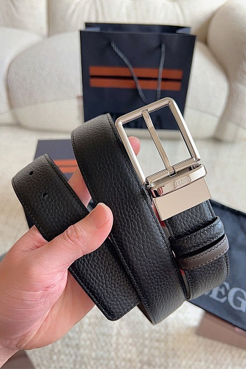 Двусторонний кожаный ремень Zegna premium   