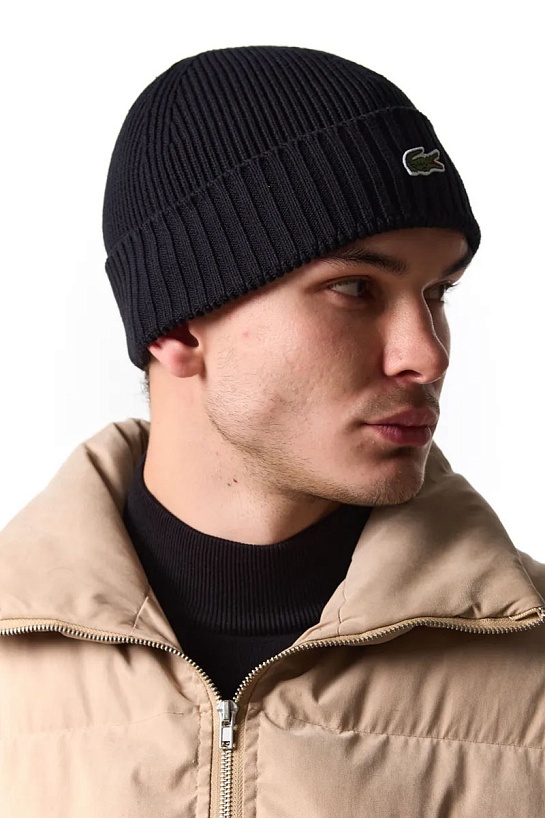 Шапка чёрного цвета Lacoste logo-embroidered