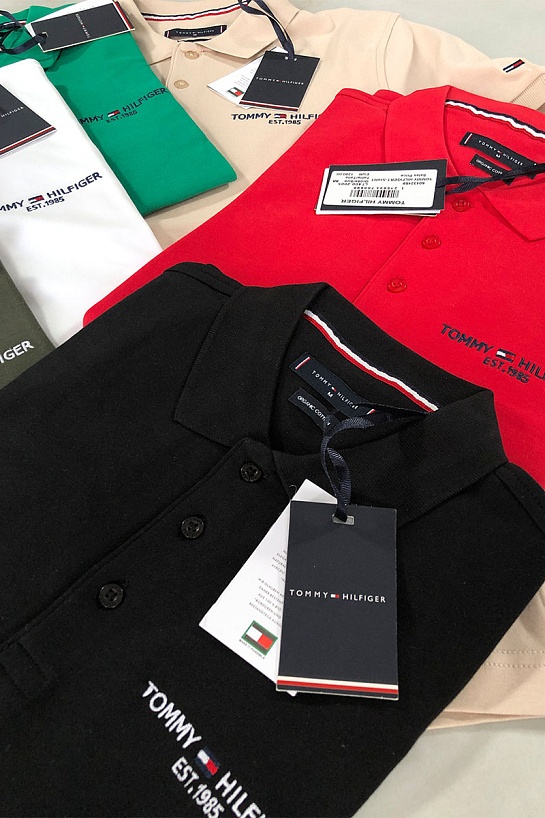 Белое мужское поло Tommy Hilfiger est.1985