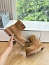 Женские замшевые ботинки с мехом Balenciaga Alaska Fur High Boot Premium - Chestnut