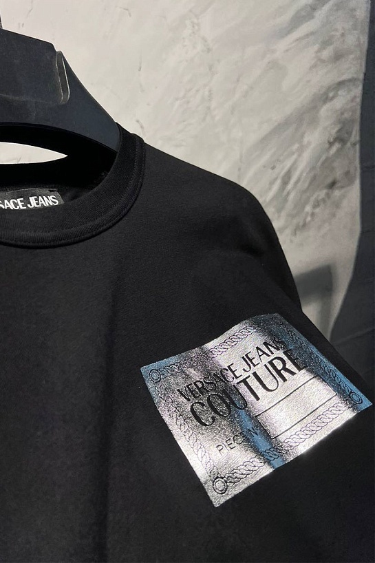 Мужская чёрная футболка Versace Jeans Couture Piece Number