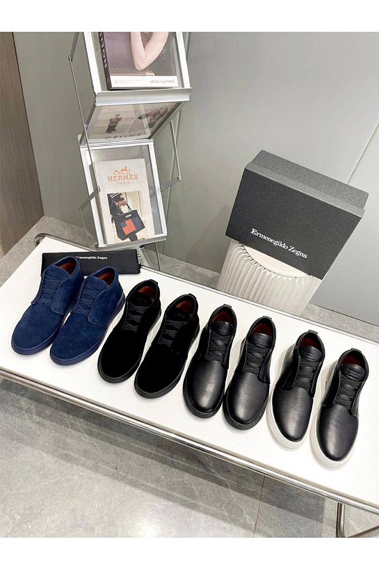 Замшевые кроссовки Zegna Triple Stitch high-top