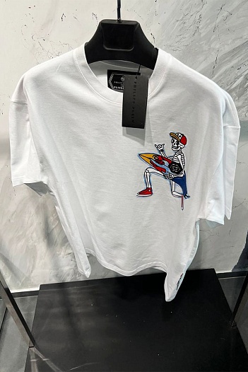 Мужская белая футболка Philipp Plein Hawaii   