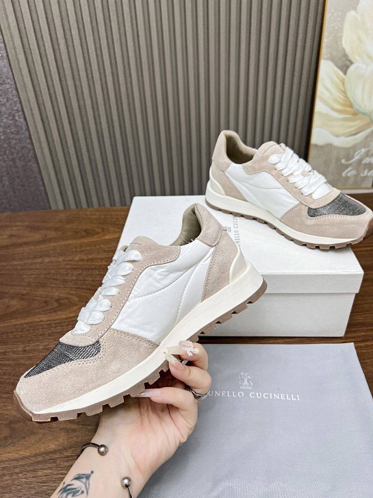 Женские замшевые кроссовки Brunello Cucinelli - Beige