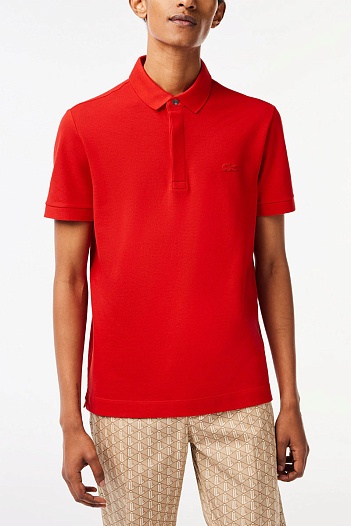 Мужское поло Lacoste красного цвета   