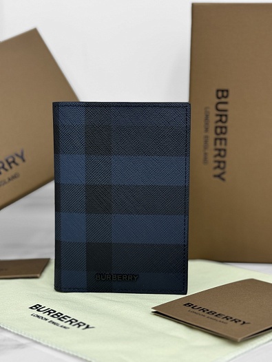 Кожаная обложка для паспорта Burberry Check Premium 14x10x2 см   
