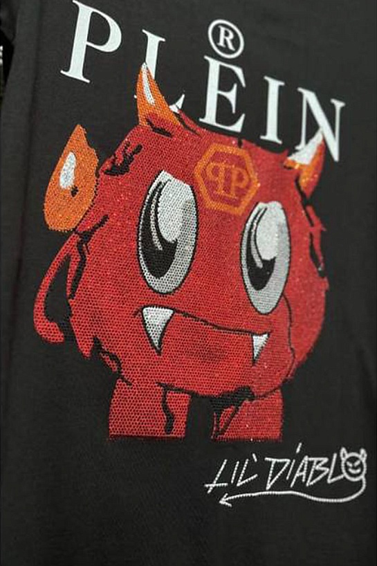 Чёрная футболка со стразами Philipp Plein Lil Diablo