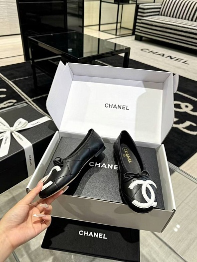 Женские кожаные балетки Chanel Ballerines premium   
