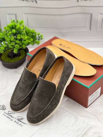 Замшевые лоферы Loro Piana Summer Walk - Brown   