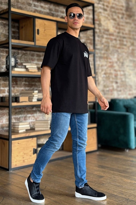 Чёрная оверсайз футболка Heron Preston