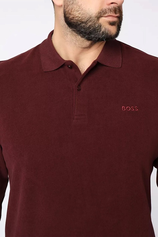 Поло с длинным рукавом Hugo Boss бордового цвета