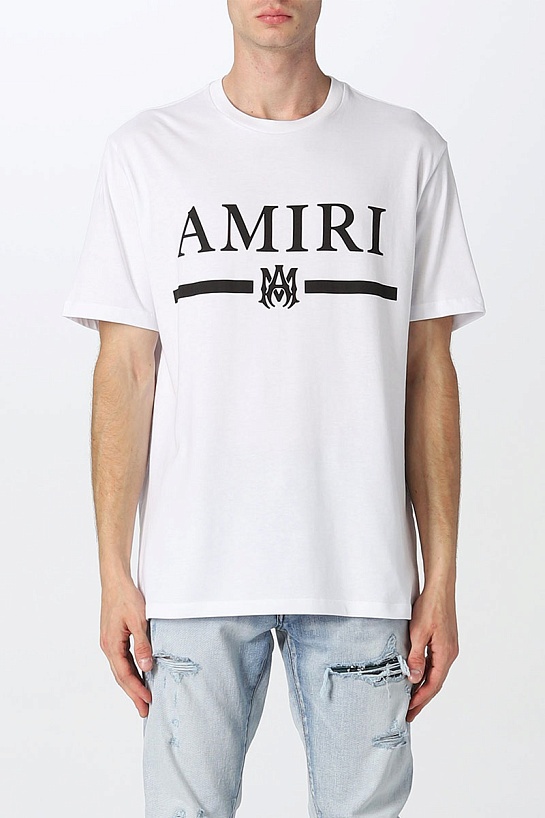 Мужская белая футболка Amiri MA bar logo-print