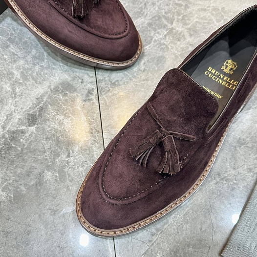 Замшевые лоферы Brunello Cucinelli tassels - Burgundy   