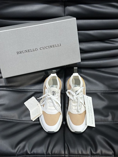 Комбинированные кроссовки Brunello Cucinelli panelled-design - White / Beige   