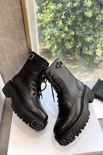 Женские кожаные зимние ботинки Celine Premium   