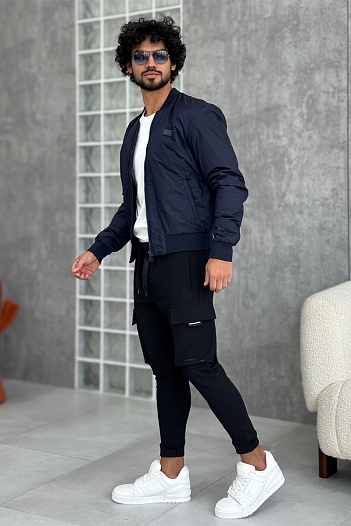 Мужской бомбер Dolce & Gabbana logo-plaque - Navy   