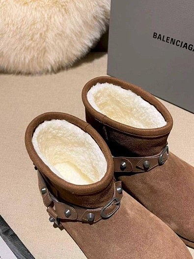 Женские ботинки с мехом Balenciaga Alaska premium - Brown   