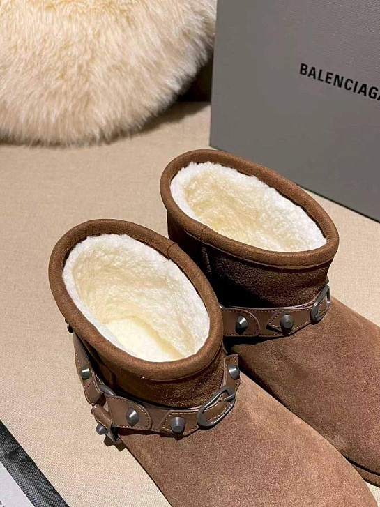 Женские ботинки с мехом Balenciaga Alaska premium - Brown