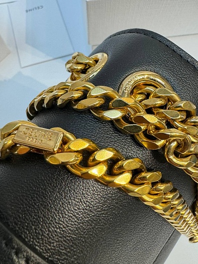 Женская сумка Celine Victorire Medium Premium 21x12x7 см - Black / Gold   