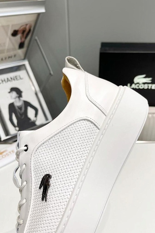 Кожаные кроссовки Lacoste logo-plaque - White