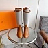 Женские кожаные сапоги Hermes Premium - Brown / White