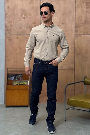 Мужские джинсы тёмно-синего цвета Brioni regular fit   