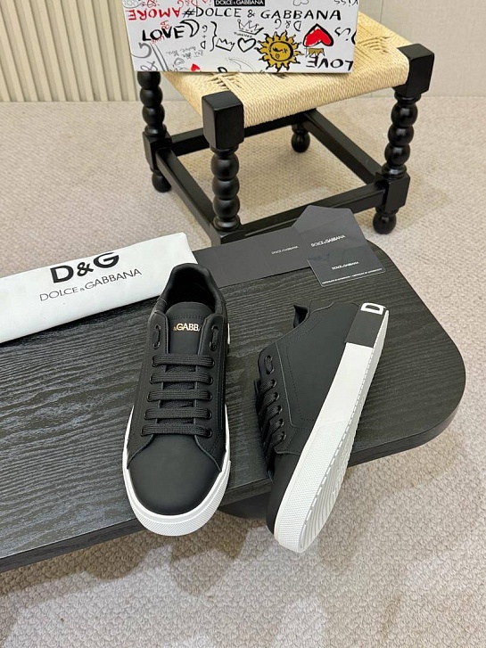 Кожаные кроссовки Dolce & Gabbana Portofino - Black