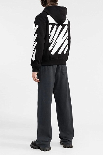 Чёрная оверсайз кофта Off-White Wave diag print   