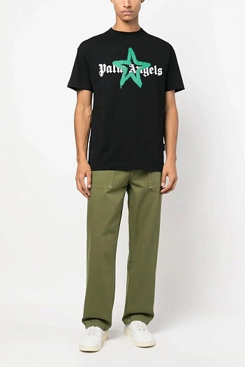 Чёрная футболка Palm Angels star sprayed   