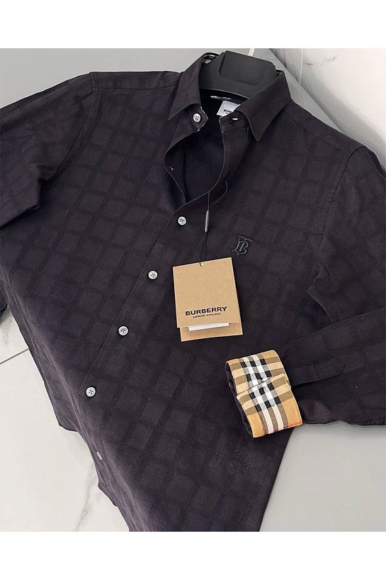 Мужская чёрная рубашка Burberry TB logo-embroidered