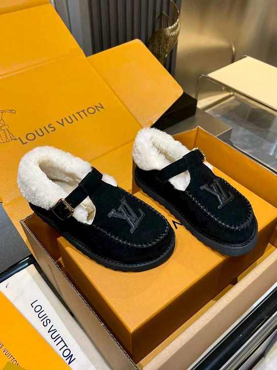 Женские меховые лоферы Louis Vuitton Colorado Comfort Mary Jane premium