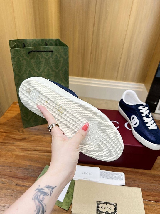 Женские замшевые кеды Gucci Premium - Blue